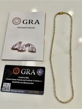 Gold Moissanite Tennis Necklace - Yellow Gold 18 inches